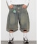 ワイドシルエット ヴィンテージ加工 クロップド カーブ デニム ショートパンツ