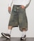 ワイドシルエット ヴィンテージ加工 クロップド カーブ デニム ショートパンツ