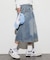 ワイドシルエット ヴィンテージ加工 クロップド カーブ デニム ショートパンツ