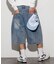 ワイドシルエット ヴィンテージ加工 クロップド カーブ デニム ショートパンツ