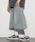 ワイドシルエット ヴィンテージ加工 クロップド カーブ デニム ショートパンツ