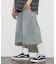 ワイドシルエット ヴィンテージ加工 クロップド カーブ デニム ショートパンツ