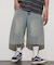 ワイドシルエット ヴィンテージ加工 クロップド カーブ デニム ショートパンツ