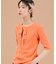リボン付き 2WAY ワッフル 5分袖Tシャツ