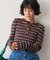 ウォッシャブル ボーダーヘンリーネックニット