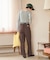 別注 チェック柄 タックワイドパンツ