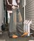 ワイドシルエット カーブ デニムパンツ ダメージ加工