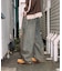 ワイドシルエット カーブ デニムパンツ ダメージ加工