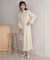 【オケージョンドレス/結婚式/2サイズ展開/SET ITEM/インナー付き/裏地付き】キーネックジャガードワンピース