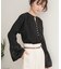 【オケージョンドレス/結婚式/SET ITEM/裏地付き】袖フレアジャガードブラウス