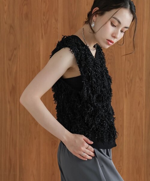ジャガードフリンジニットベスト ジャガードフリンジニットベスト
