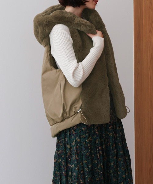 異素材MIXダウンファーベスト｜ブージュルードの通販｜&mall