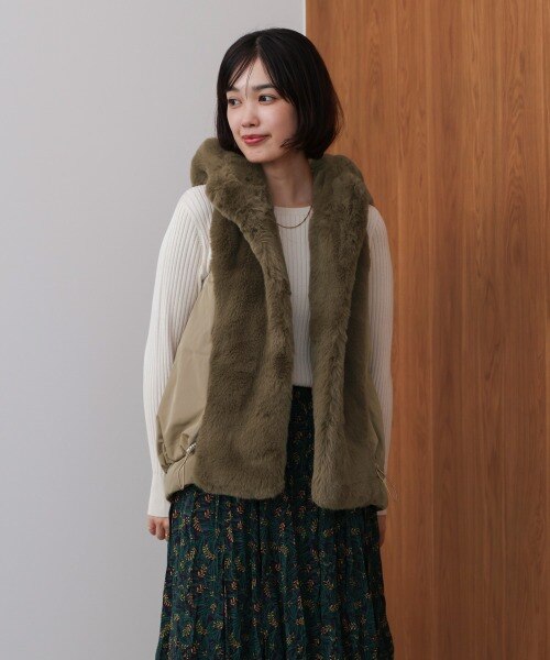 異素材MIXダウンファーベスト｜ブージュルードの通販｜&mall