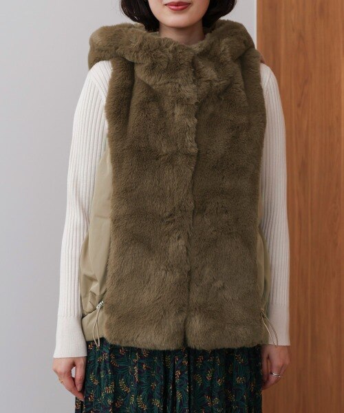 異素材MIXダウンファーベスト｜ブージュルードの通販｜&mall