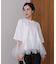 裾チュール五分袖チュニック