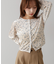 ベロアフラワープリントカーディガントップス