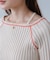 【Bab】配色ステッチスクエアネックニットトップス