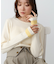 【Bab】【選べるサイズ展開】袖配色クルーネックリブニットトップス