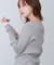 【Bab】【選べるサイズ展開】袖配色クルーネックリブニットトップス