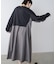 袖ギャザー布帛ドッキングニットワンピース