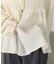 シャーリングリボンパフスリーブブラウス