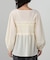 シャーリングリボンパフスリーブブラウス