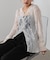 襟付きレースパッチワークシャツ