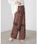 ラメフラワー柄ワイドパンツ