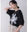 モノトーンフラワーＴシャツ