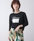 箔ロゴプリント五分袖Tシャツ