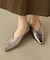 Ｖカットポインテッドスタックヒールパンプス