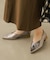 Ｖカットポインテッドスタックヒールパンプス