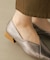 Ｖカットポインテッドスタックヒールパンプス