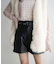 ベルト付きフェイクレザーショートパンツ