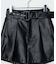 ベルト付きフェイクレザーショートパンツ