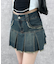 プリーツヘムフリンジデニムミニスカート