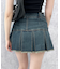 プリーツヘムフリンジデニムミニスカート