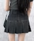 プリーツヘムフリンジデニムミニスカート