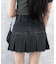 プリーツヘムフリンジデニムミニスカート