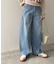 カーブラインバレルレッグデニムパンツ