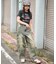 イージー3Dバレルレッグデニムカーゴパンツ