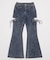 カットアウトリボンストレッチデニムフレアパンツ