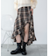 チェックアシンメトリーフリルロングスカート