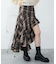 チェックアシンメトリーフリルロングスカート