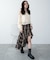 チェックアシンメトリーフリルロングスカート