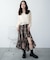 チェックアシンメトリーフリルロングスカート