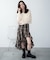 チェックアシンメトリーフリルロングスカート