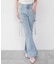 カットアウトリボンストレッチフレアデニムパンツ