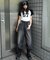 キーネックサイドレースアップちびT
