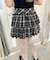 ダブルリボンチェックミニスカート